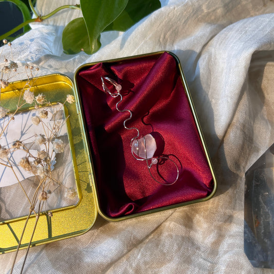 rose quartz heart - rose gold joint holder ring