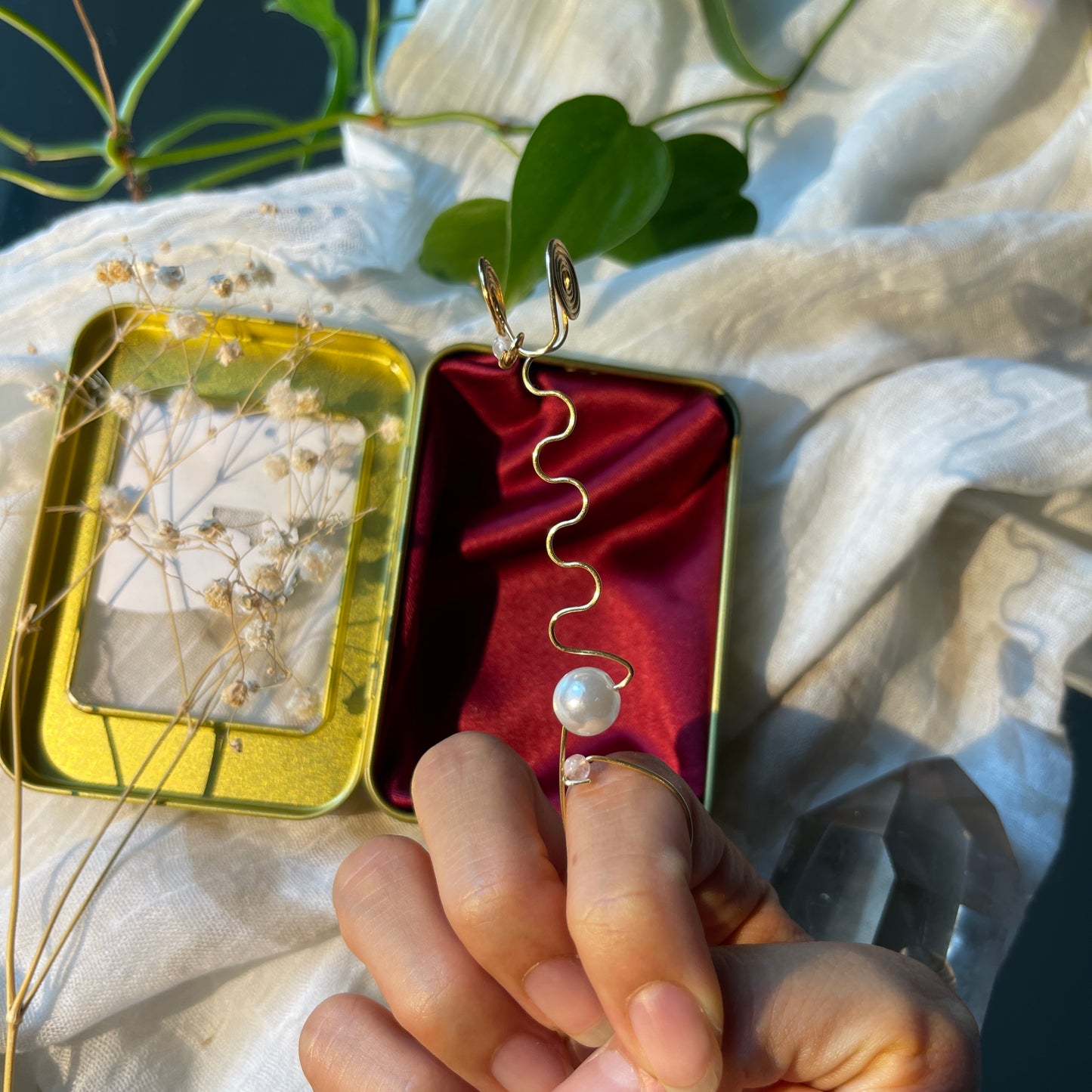 freshwater pearl - gold joint holder ring