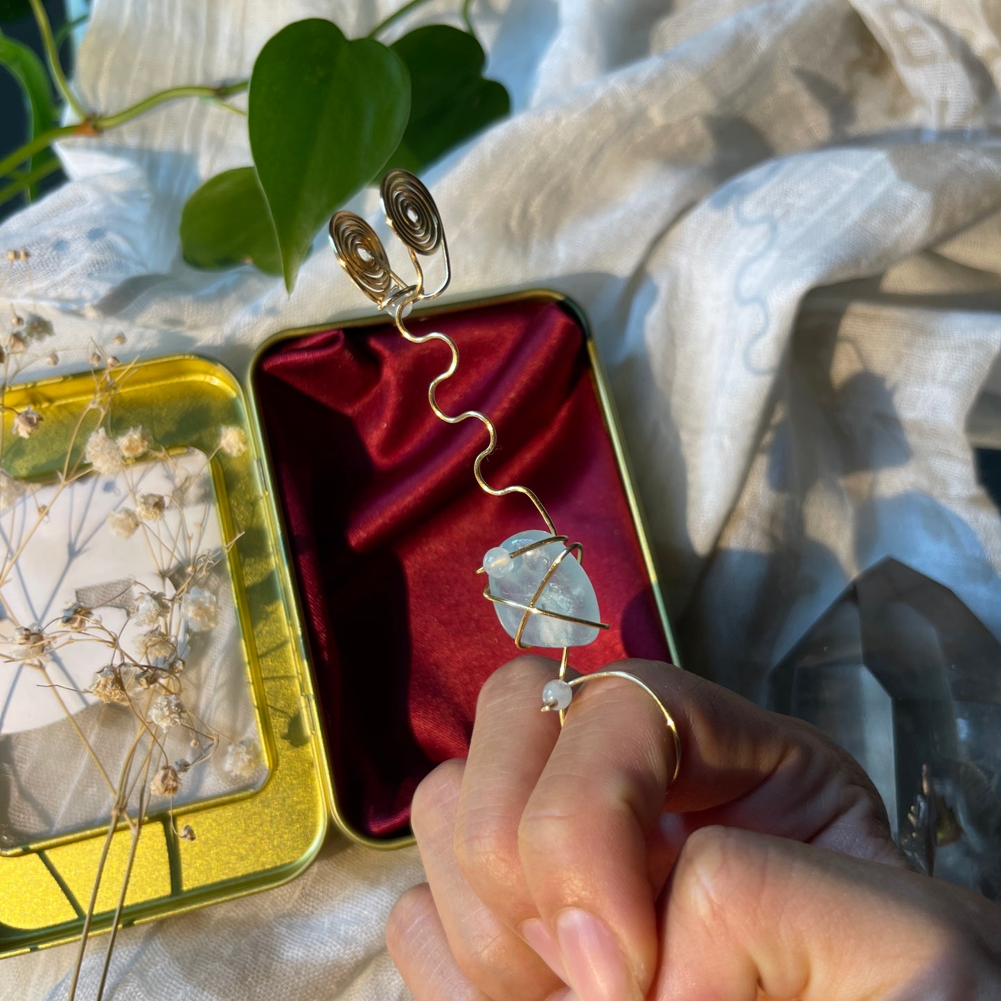 aquamarine - gold joint holder ring