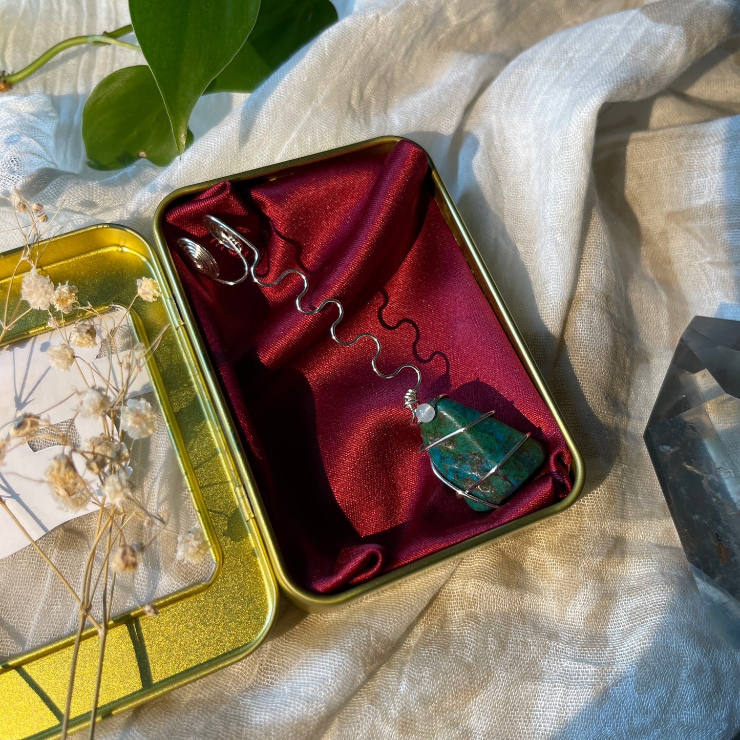 chrysocolla - silver joint holder