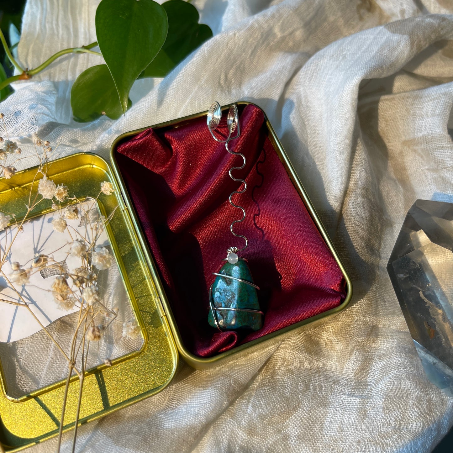 chrysocolla - silver joint holder