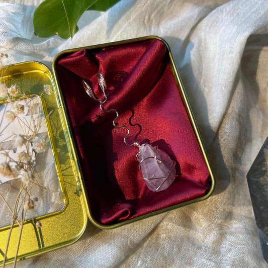 purple fluorite - rose gold joint holder