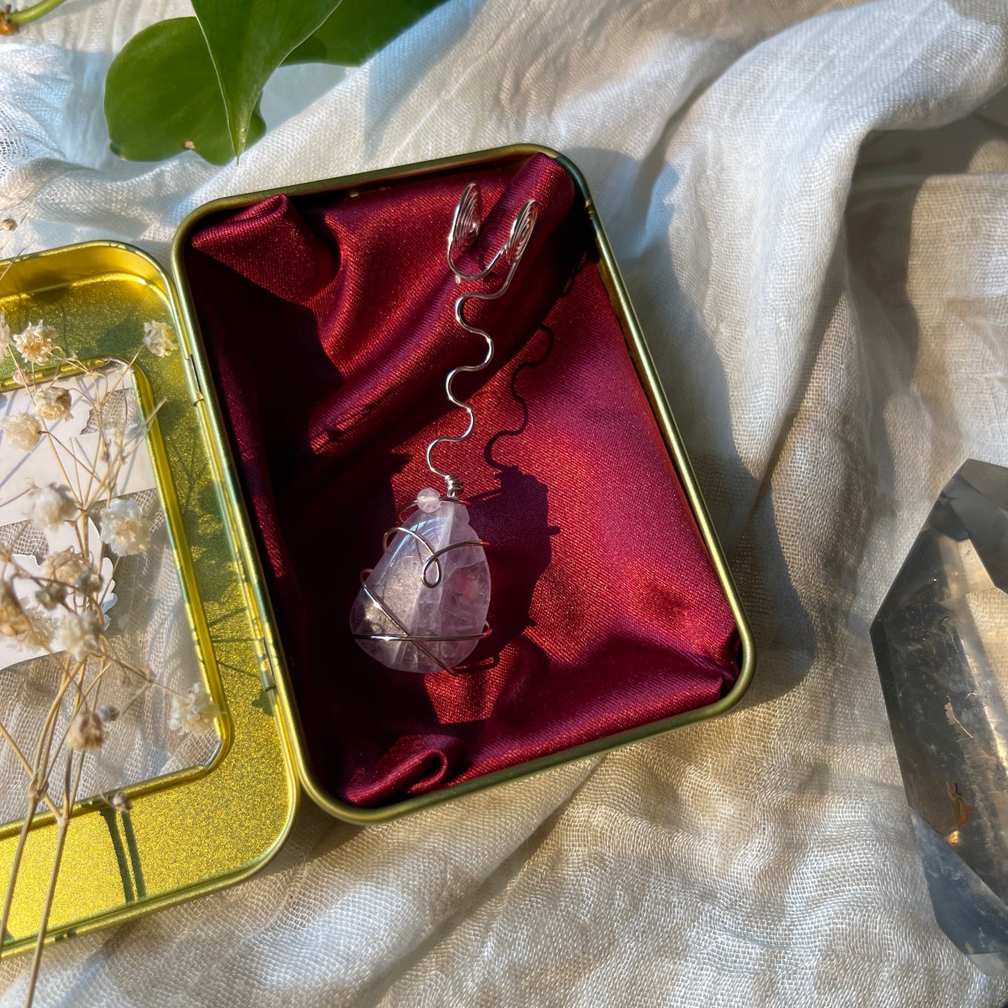 purple fluorite - rose gold joint holder