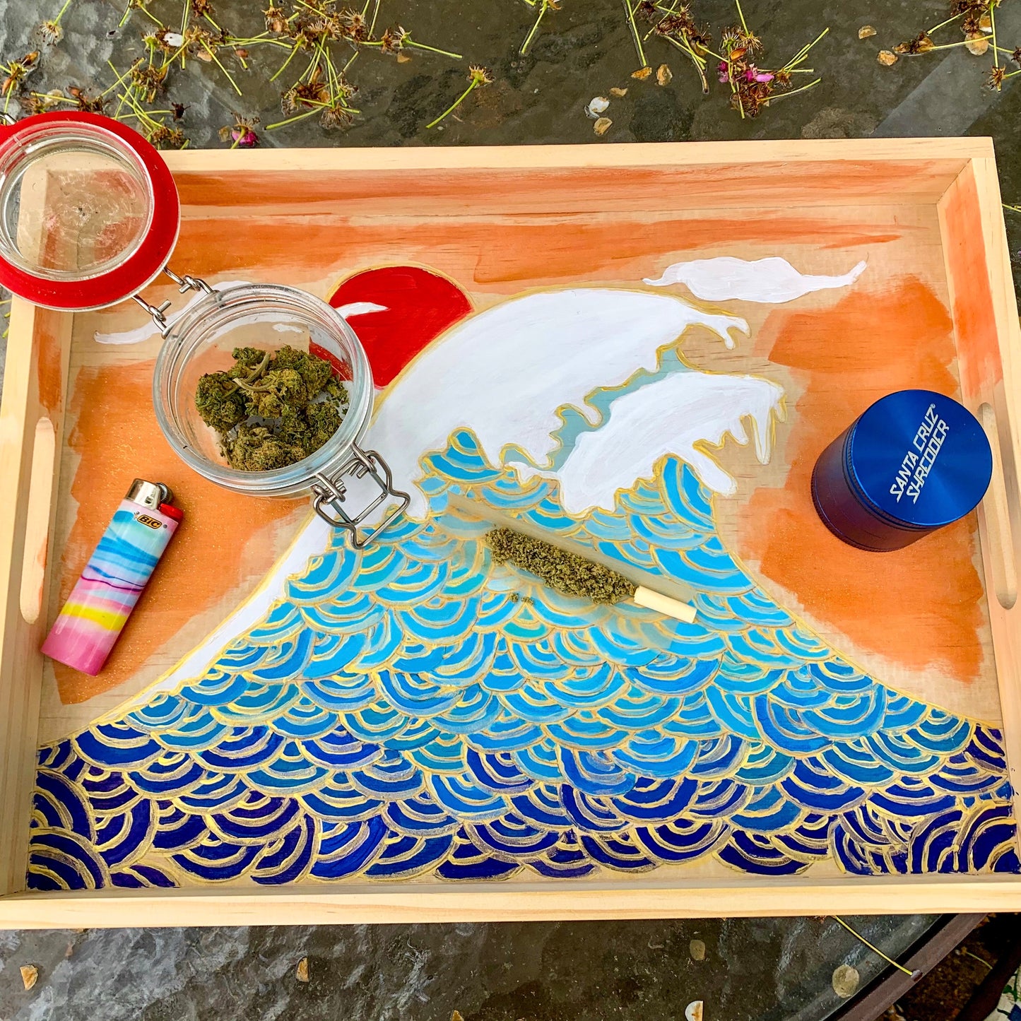 midnight sun - hand painted tray